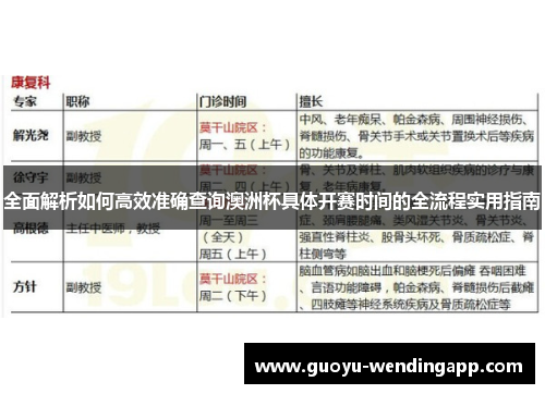 全面解析如何高效准确查询澳洲杯具体开赛时间的全流程实用指南 全面解析如何高效准确查询澳洲杯具体开赛时间的全流程实用指南