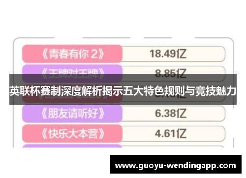 英联杯赛制深度解析揭示五大特色规则与竞技魅力 英联杯赛制深度解析揭示五大特色规则与竞技魅力